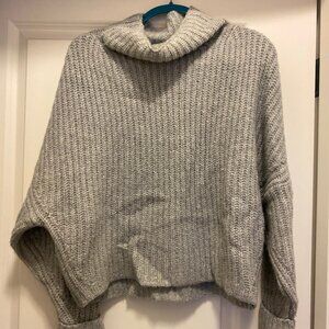 Grey Alpaca Blend Cowl/Mock Neck Sweater - Maeve by Anthropologie